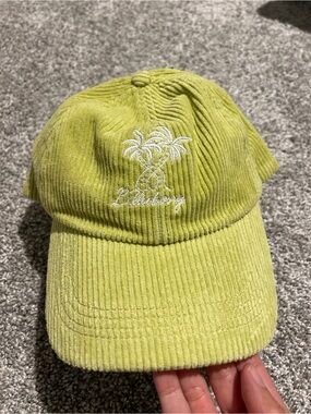 Billabong Lime Corduroy Cap with White Palm Embroidery